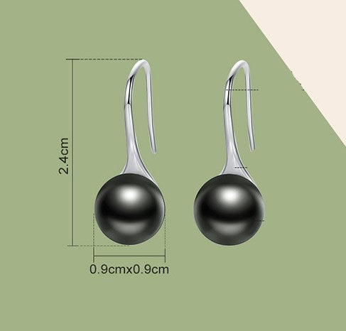 Aretes de Plata Esterlina S925 con Perla Negra - Diseño Personalidad Femenino - Image 2