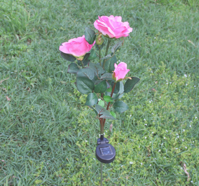 Lámpara Solar Rosa con 3 LED - Luz de Jardín Recargable por Energía Solar - Image 5