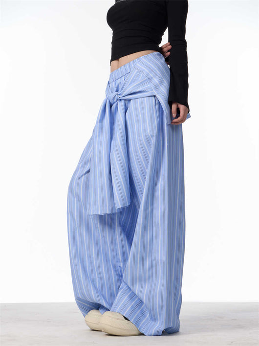 Pantalones Anchos a Rayas de Contraste Retro - Cómodos y Versátiles - Image 5