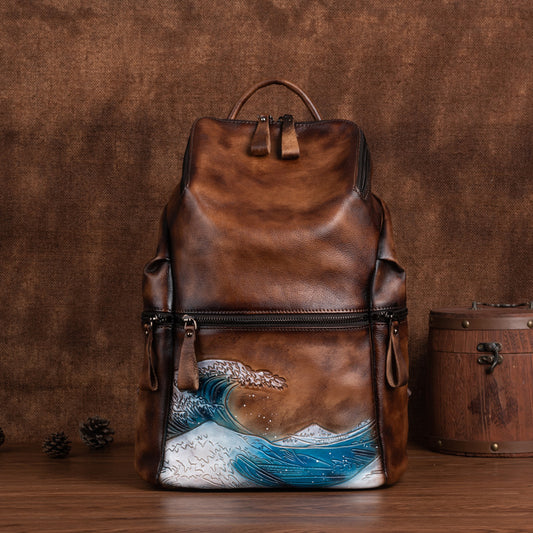 Mochila para Mujer de Gran Capacidad con Diseño Retro Degradado