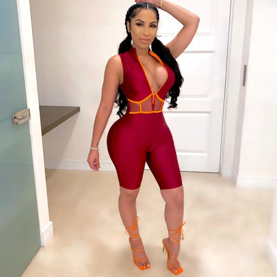 Jumpsuit Sin Mangas de Tela Tejida para Mujer