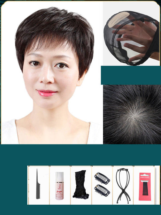 Peluca Corta de Cabello Humano Natural para Mujer - Image 7