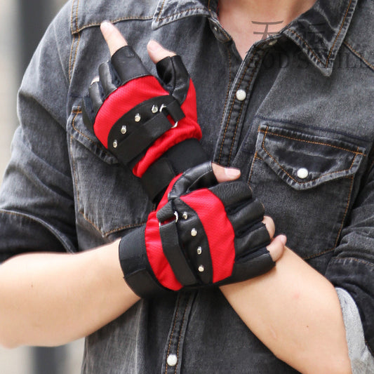 Guantes de cuero para hombre con aislamiento térmico y dedos libres - Image 2