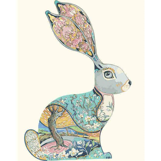 Pintura por Números Liebre Colorida - Arte Animal Relajante