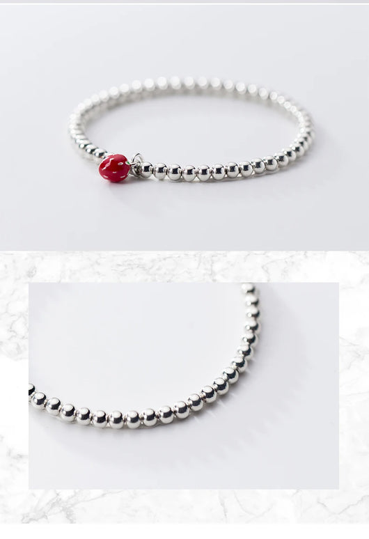 Pulsera de Plata S925 con Dije de Fresa Lacado Estilo Coreano - Image 15