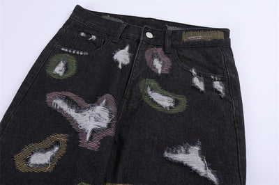 Jeans Rotos con Bordados y Contraste de Colores Estilo Americano - Image 14