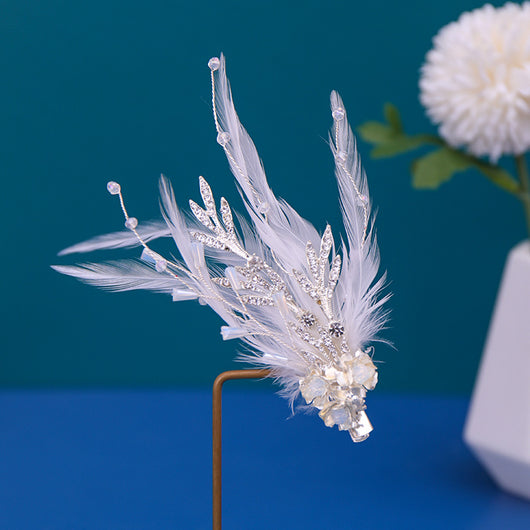 Pinza para Cabello con Plumas y Perlas, Accesorio Artesanal Estilo Hanfu - Image 8