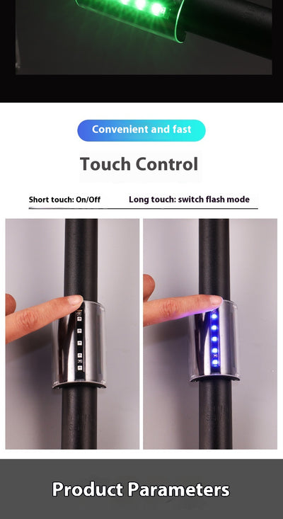 Luz de Advertencia Inteligente para Bicicleta con Sensor Táctil - Image 8