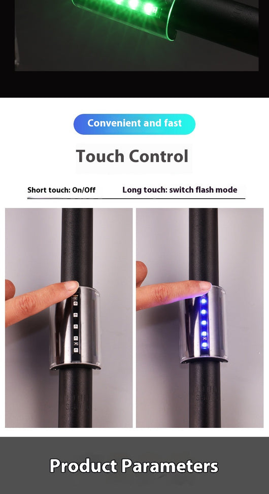 Luz de Advertencia Inteligente para Bicicleta con Sensor Táctil - Image 8