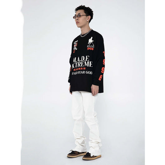 Camiseta Manga Larga Cuello Redondo con Letras Creativas para Hombre - Image 4