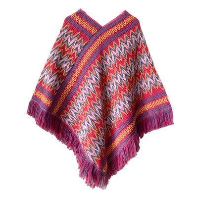 Poncho Navideño Étnico Rojo para Mujer - Image 17