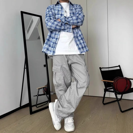 Camisa Suelta Manga Larga Estilo Japonés y Coreano para Hombre