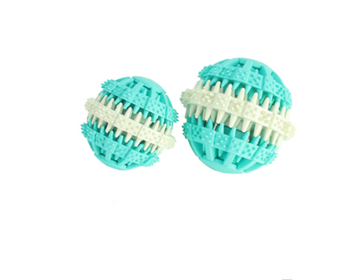 Two-tone teal and off-white dog molar toy with textured nubs and ridges, designed for chewing and dental health. - Image 6
