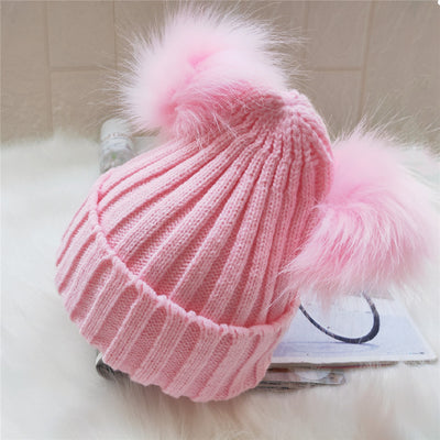 Gorro de Lana para Bebé con Doble Pompón - Image 3