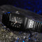 Reloj de Cuarzo Plateado con Diamantes y Carátula Cuadrada para Hombre