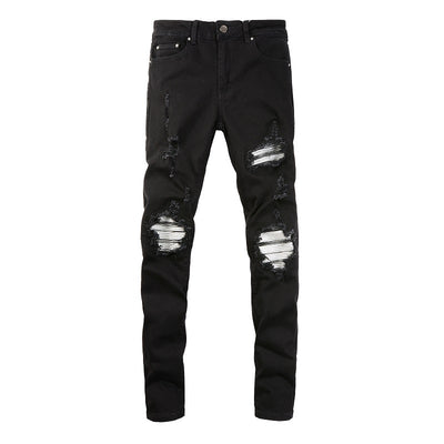 Jeans Slim Fit con Parches Rotos y Tela Elástica para Hombre - Image 6