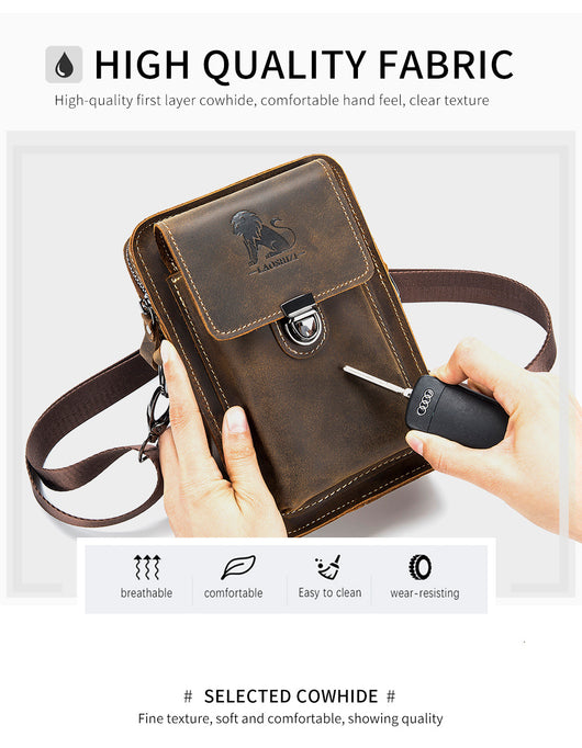 Bolsa Mensajera de Cuero con Cinturón Multifuncional para Hombre - Image 20