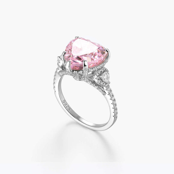 Anillo de Corazón Zirconia Hielo con Pulsera Francesa para Mujer