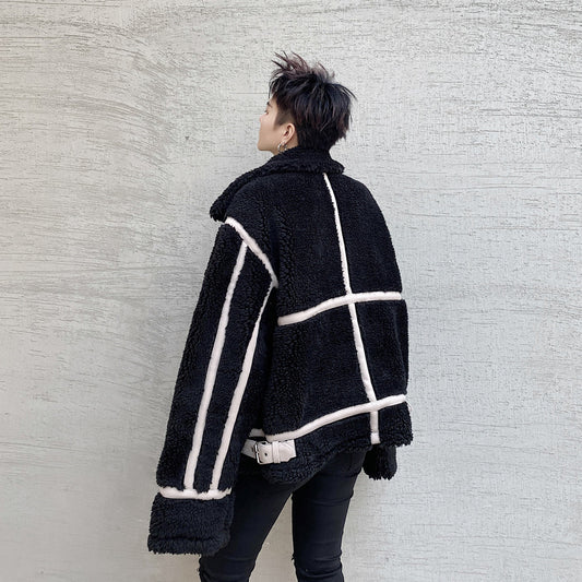 Chaqueta de Lana de Cordero y Algodón con Cuello Mao Oversized para Hombre - Image 2