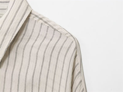 Camisa de Rayas Holgada con Solapa y Manga Larga - Image 9