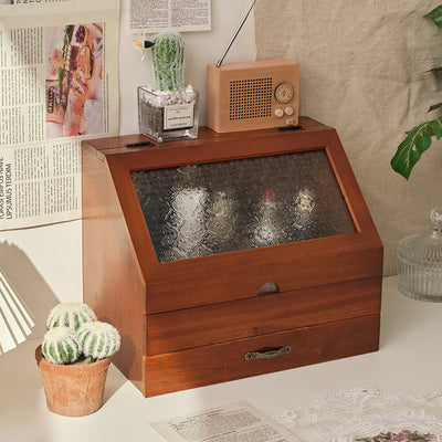 Gabinete de Almacenamiento Cosmético Vintage Madera con Doble Cajón - Image 3