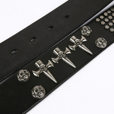 Cinturón de Cuero para Hombre Estilo Punk DJ con Calavera - Versátil y Atrevido - Image 3
