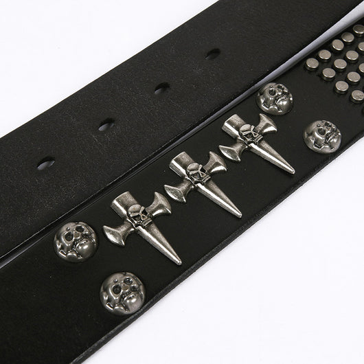 Cinturón de Cuero para Hombre Estilo Punk DJ con Calavera - Versátil y Atrevido - Image 3