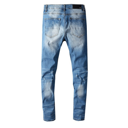 Jeans Slim Fit para Hombre con Roturas y Parches de Colores - High Street Tide - Image 4
