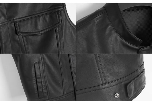 Chaleco de Cuero PU Liso para Hombre - Image 14