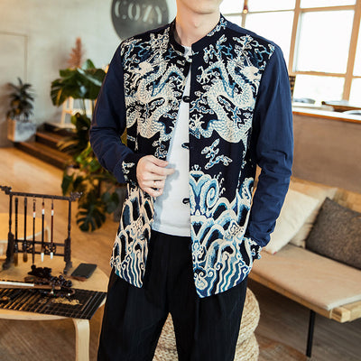 Camisa Estampado Vintage con Botones para Hombre - Image 4