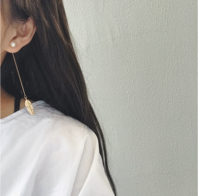 Aretes Largos de Perla con Hoja y Borla - Diseño Personalidad - Image 5