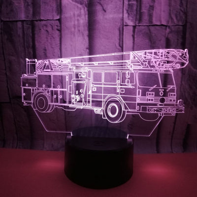 Lámpara 3D Camión de Bomberos con Luz Táctil Multicolor