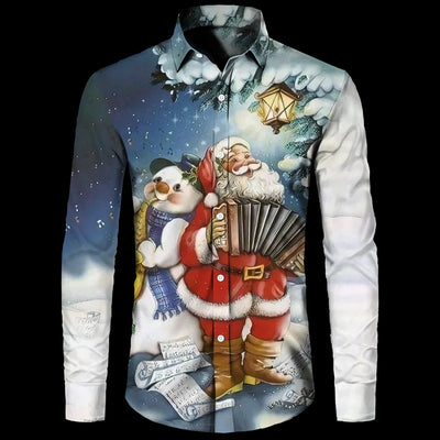 Camisa Hawaiana Navideña 3D Digital Hombre Talla Grande Casual Retro - Image 12