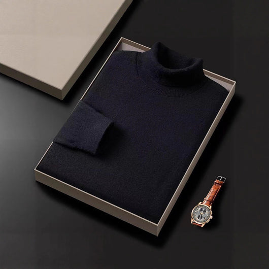 Suéter Cuello Alto Liso Grueso Holgado para Hombre