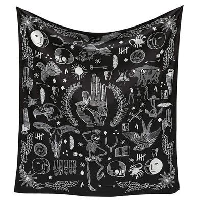 Black and white Indian Mandala tapestry wall hanging with intricate bohemian patterns, displayed in a bedroom. - Image 16