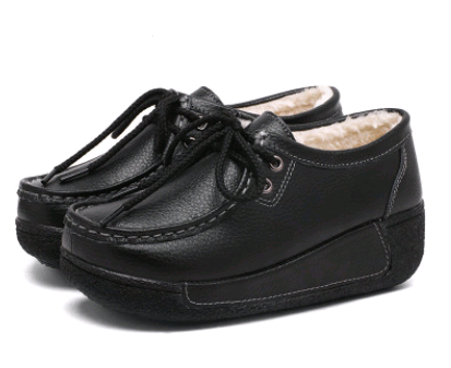 Zapatos Casuales de Cuero con Cordones y Suela Gruesa para Mujer - Image 2
