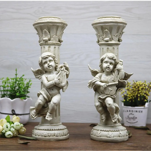 Set de 2 Candelabros Retro Ángel Cupido en Mármol - Image 14