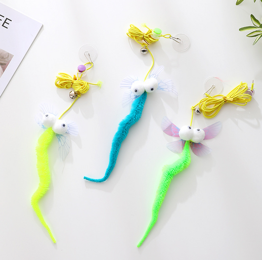 Two plush mouse cat toys, one gray and one white, with pink elastic ropes, bells, and suction cups. - Image 15