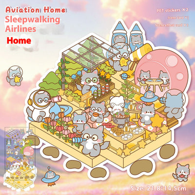 Diy Notebook Decompression Stacking Miniature Sticker set featuring a cute cartoon hot pot shop scene with animal characters. - Image 6