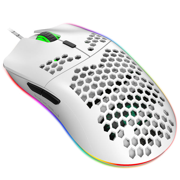 Ratón Gaming Ligero con Diseño Hexagonal Perforado