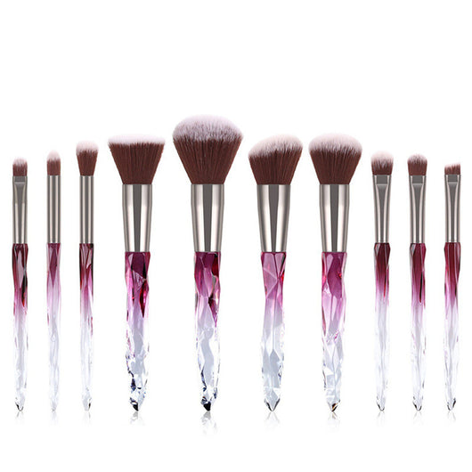 Set de 10 Brochas de Maquillaje con Mango de Diamante