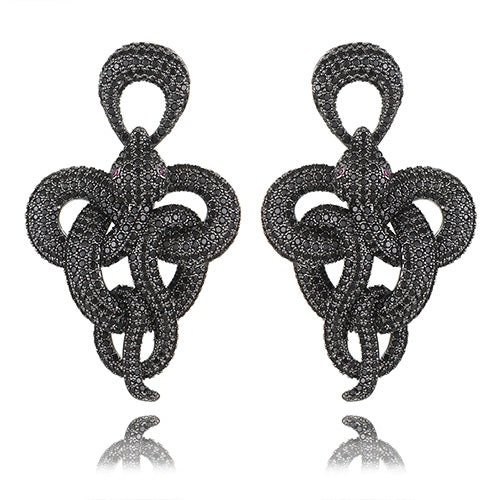 Aretes Serpiente Retorcida Ancha - Diseño Audaz y Exagerado