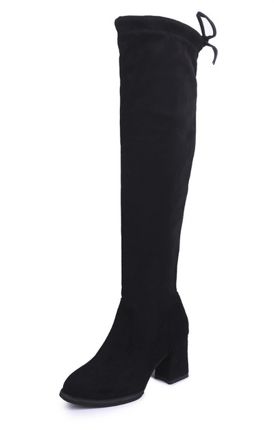 Botas Altas Over the Knee Elásticas con Tacón Grueso Puntiagudo - Image 5