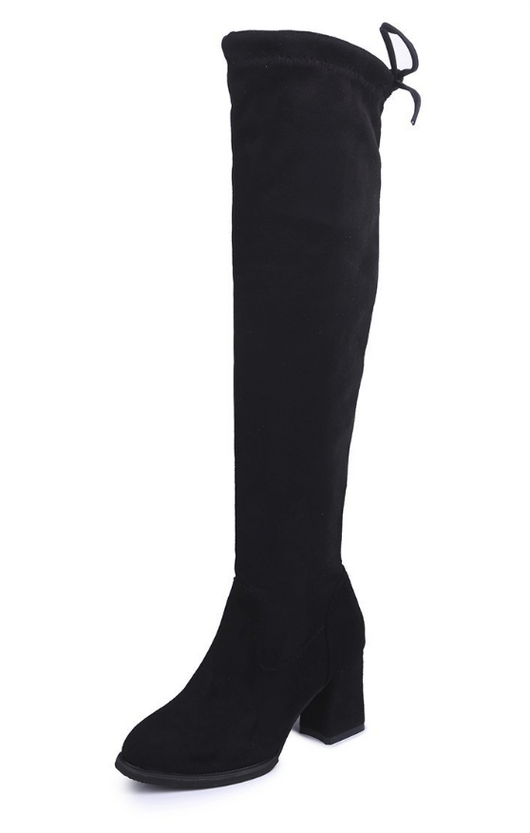 Botas Altas Over the Knee Elásticas con Tacón Grueso Puntiagudo - Image 5