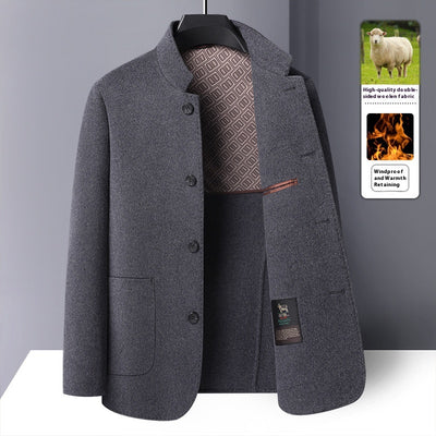 Abrigo de Lana Reversible con Cuello Mao de Largo Medio para Hombre - Image 3
