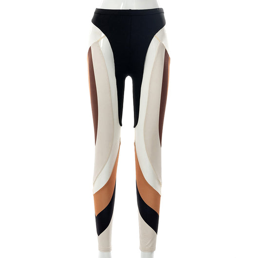 Pantalones Casuales Mujer Cintura Alta Ajustados con Parches Estampados - Image 3