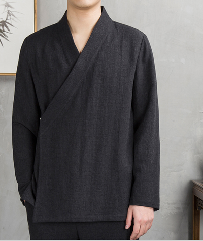 Camisa Tang Hanfu Tradicional - Lino Algodón para Hombre Estilo Retro Chino - Image 5