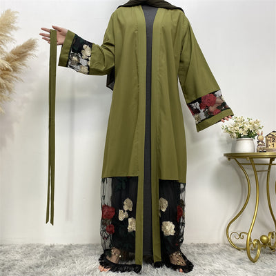 Cardigan Bata de Patchwork con Bordado Elegante - Image 4