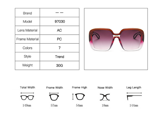 Large frame sunglasses with gradient purple lenses and a blue-to-clear fade on the bottom of the frame. - Image 11