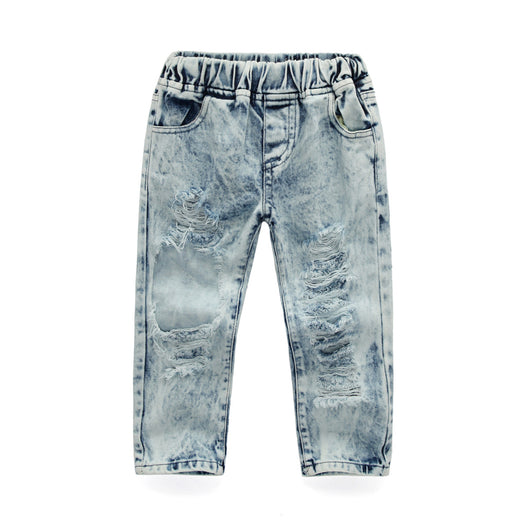 Conjunto Infantil 3 Piezas Niña: Top Hombro Descubierto Lunares + Jeans Rotos + Cinta - Image 4